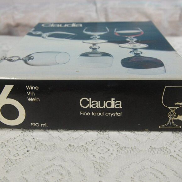 Claudia Fine Lead Crystal Set of 6 Wine Glasses Bohemia Czechoslovakia - Picture 5 of 5
